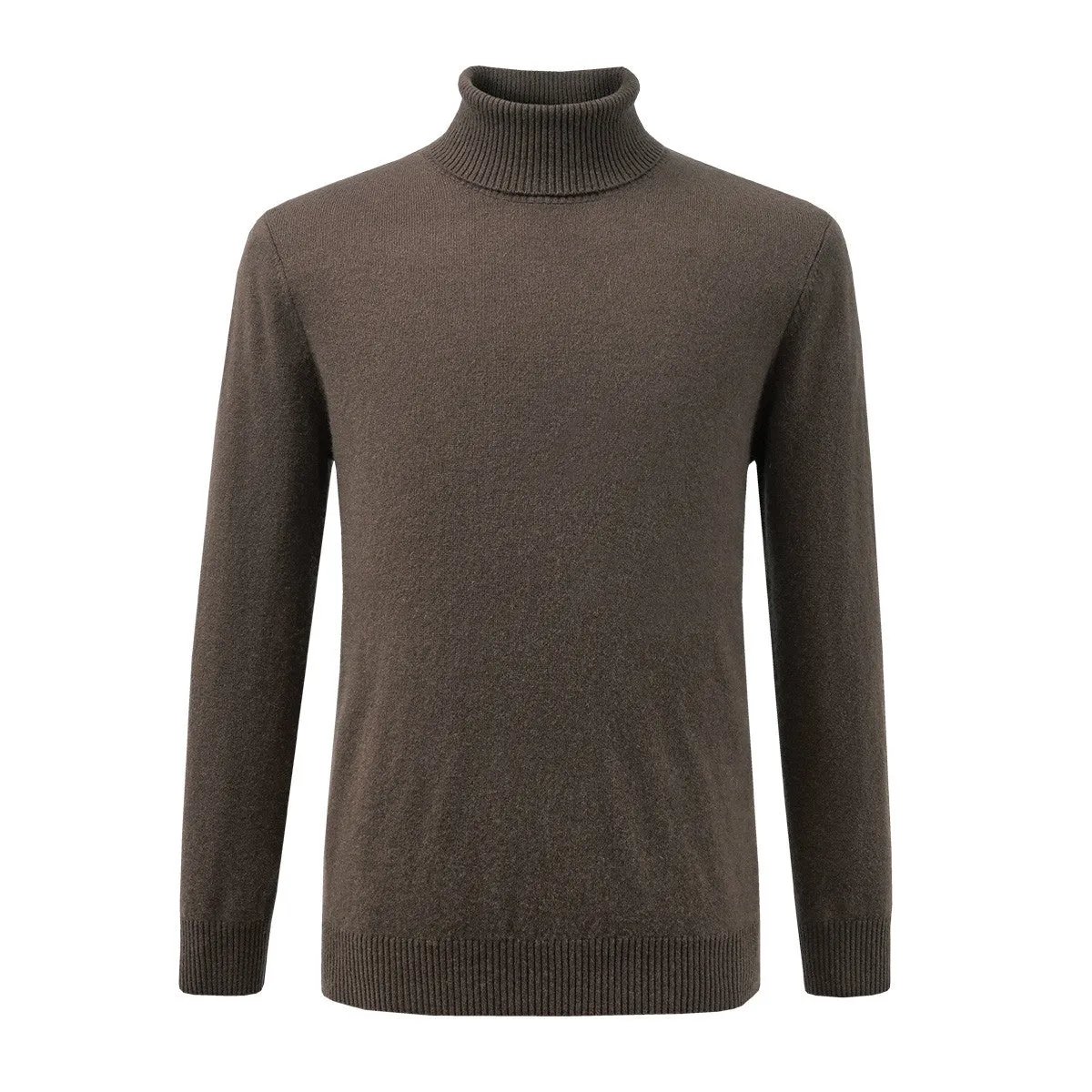 100% Cashmere Mens Ribbed Turtleneck Sweater