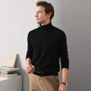 100% Cashmere Mens Ribbed Turtleneck Sweater