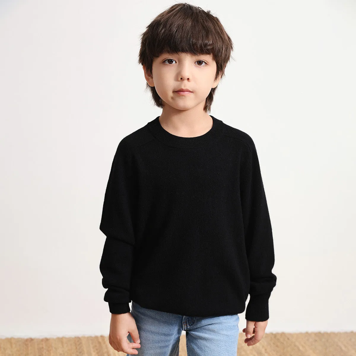 100% Wool Kids Round Neck Plain Sweater