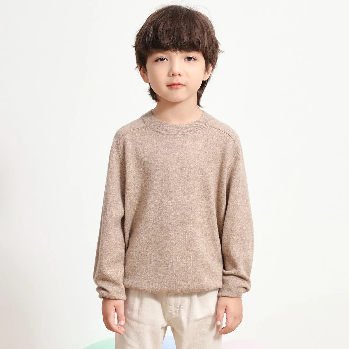 100% Wool Kids Round Neck Plain Sweater