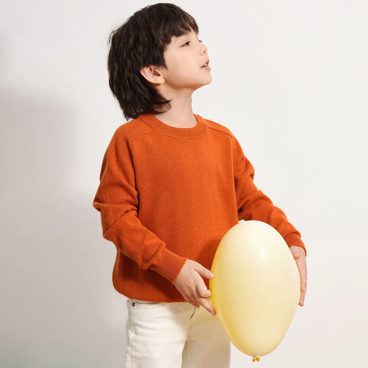 100% Wool Kids Round Neck Plain Sweater