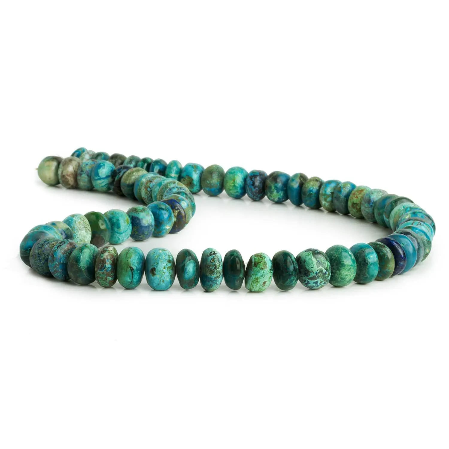 10mm Chrysocolla Plain Rondelles 16 inch 65 beads