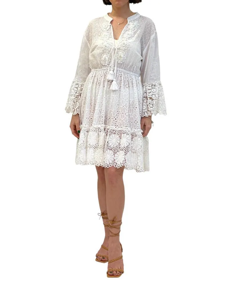 1441 White Long Sleeve Dress