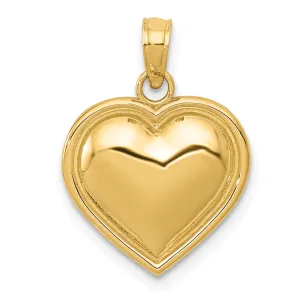 14k Yellow Gold Polished Domed Heart Design Pendant