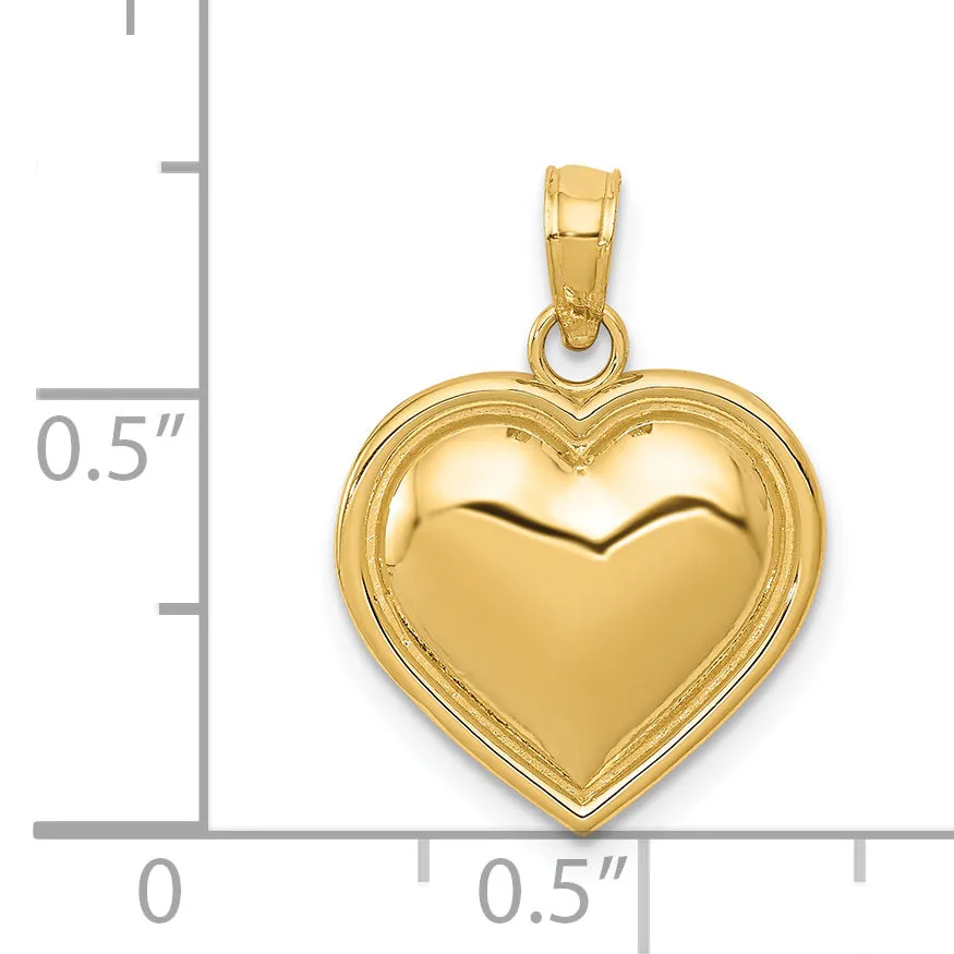 14k Yellow Gold Polished Domed Heart Design Pendant