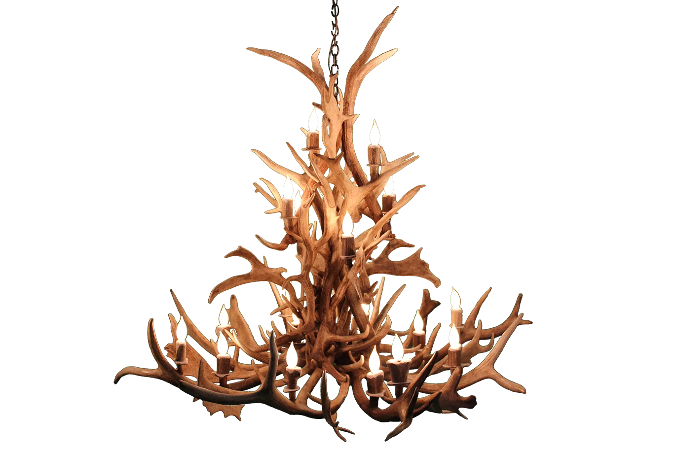 18 Light Elk & Fallow Antler Chandelier