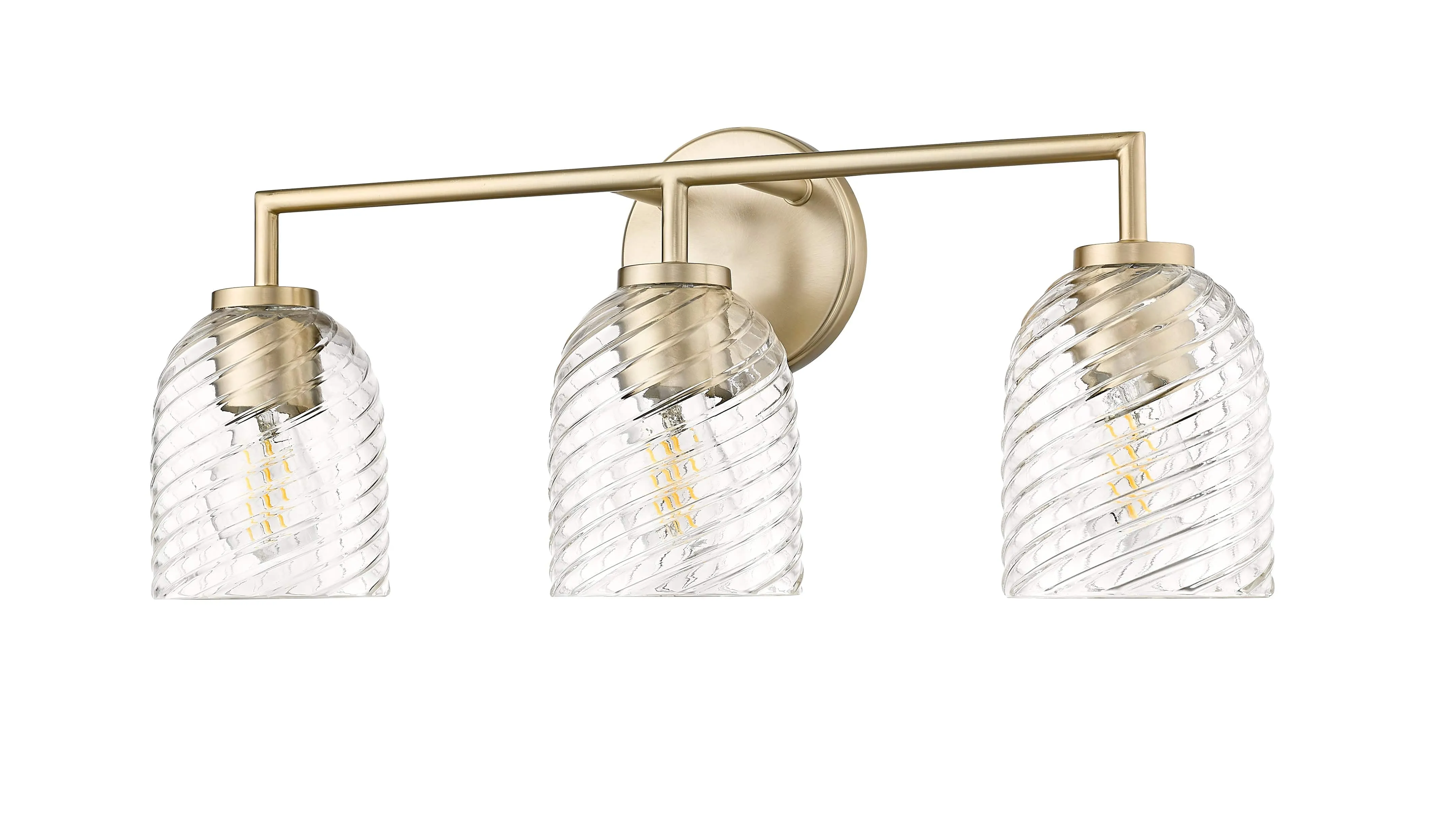 3 Lamps Catania Vanity Light - Modern Gold - Clear Swirl Glass - 22.8in. Wide