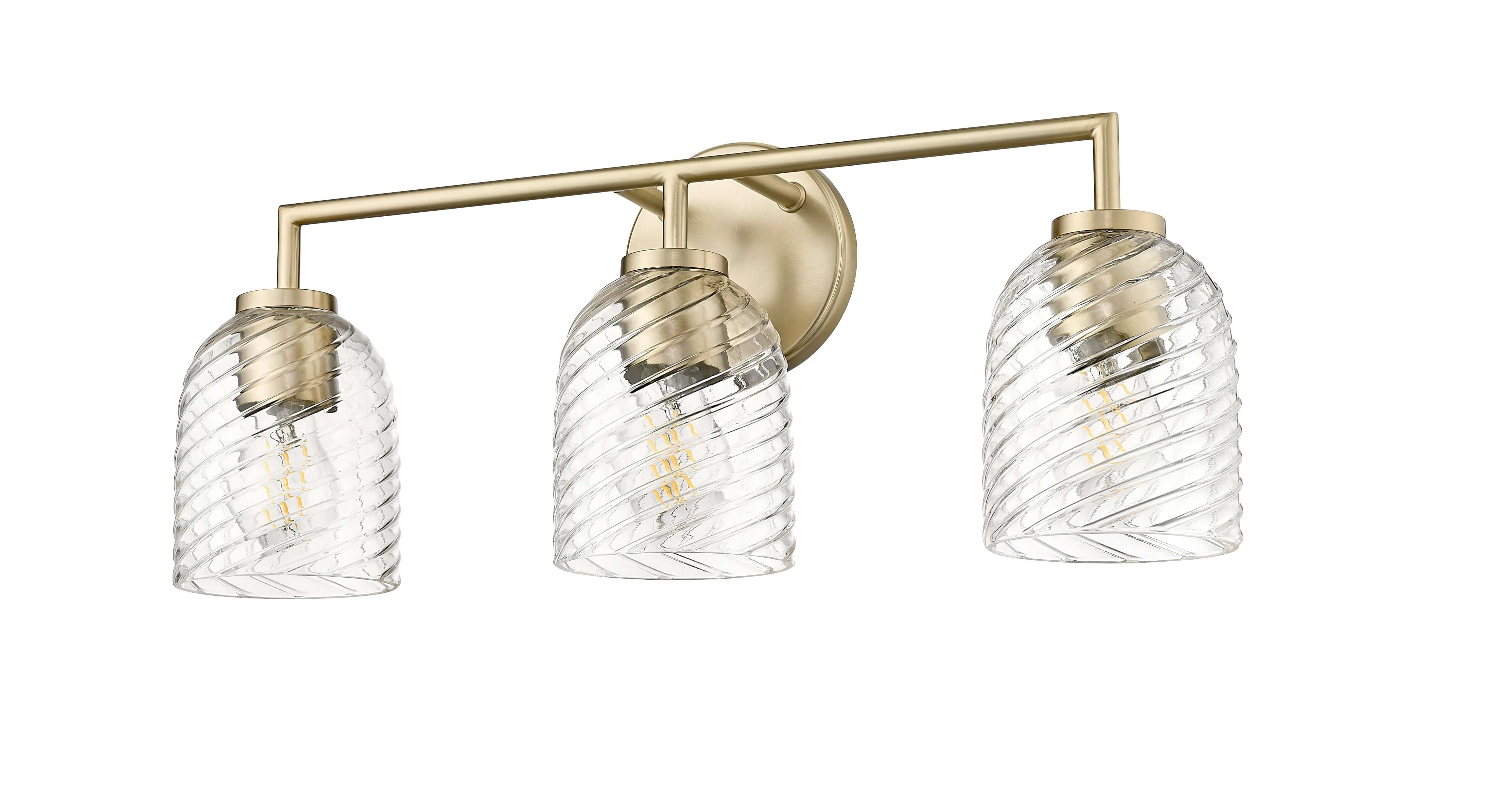 3 Lamps Catania Vanity Light - Modern Gold - Clear Swirl Glass - 22.8in. Wide