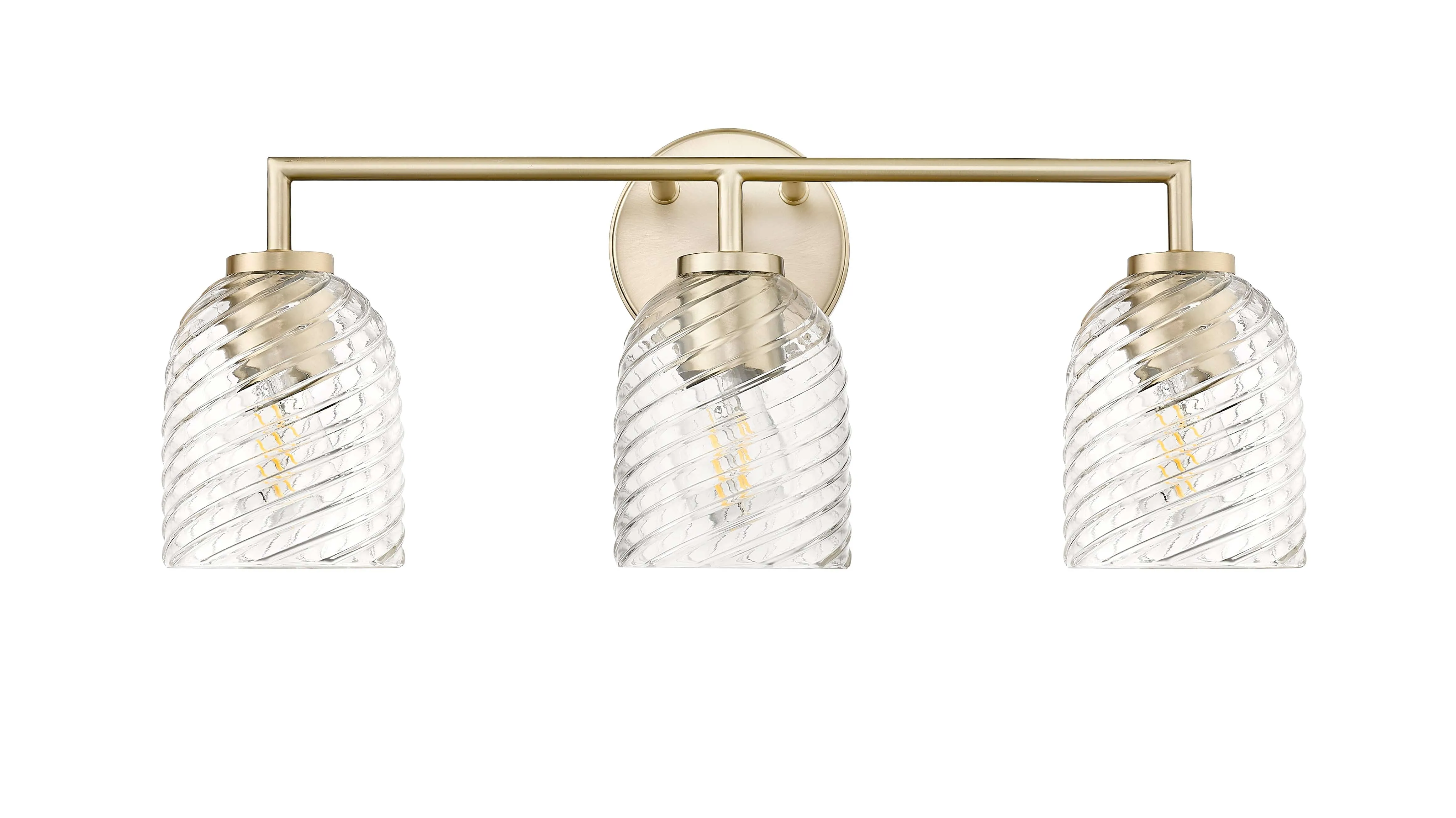 3 Lamps Catania Vanity Light - Modern Gold - Clear Swirl Glass - 22.8in. Wide