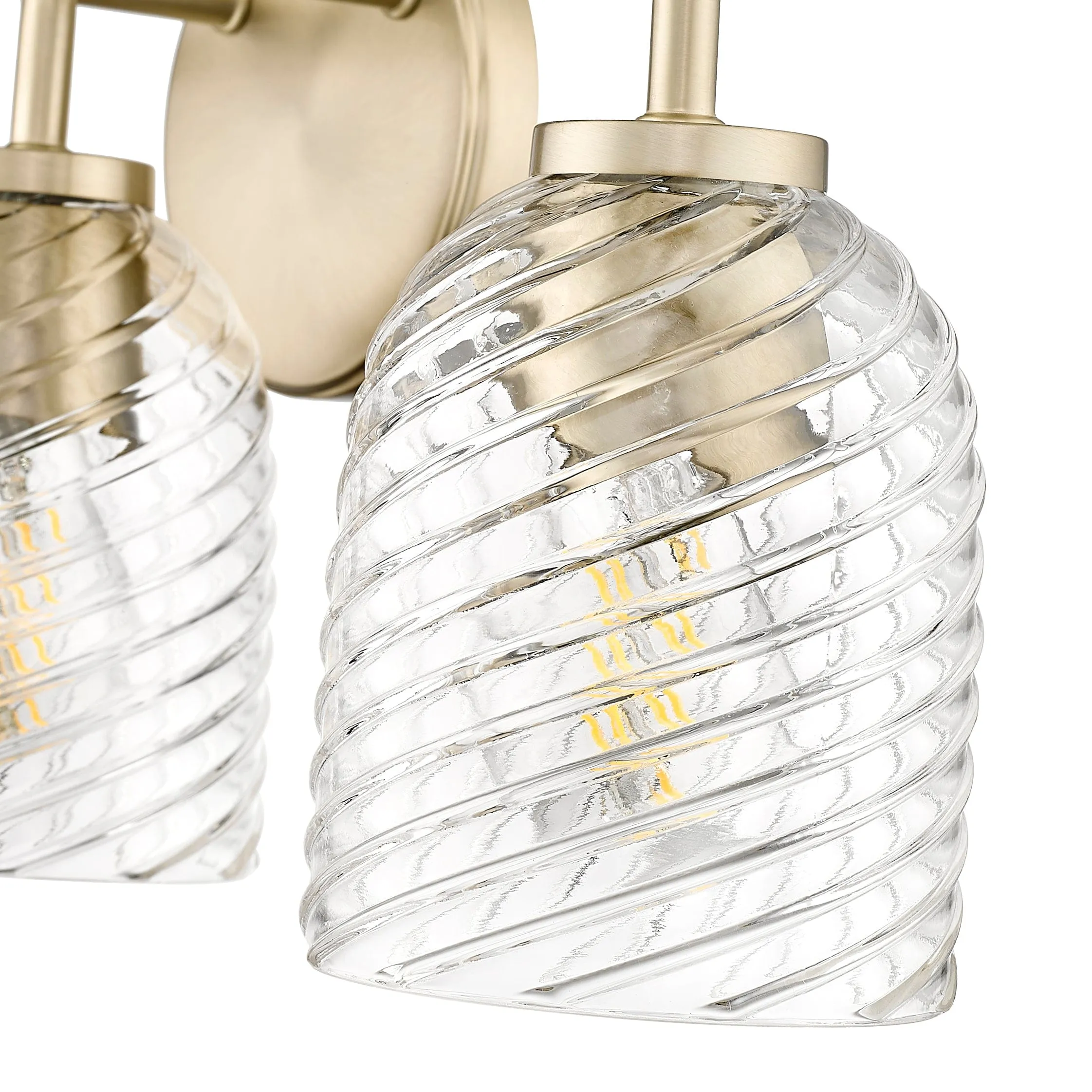 3 Lamps Catania Vanity Light - Modern Gold - Clear Swirl Glass - 22.8in. Wide