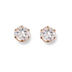 9ct Yellow Gold 6mm Claw Set CZ Stud Earrings