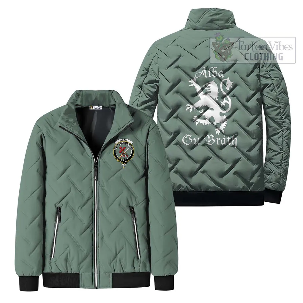 Adam Family Crest Padded Cotton Jacket Lion Rampant Alba Gu Brath Style