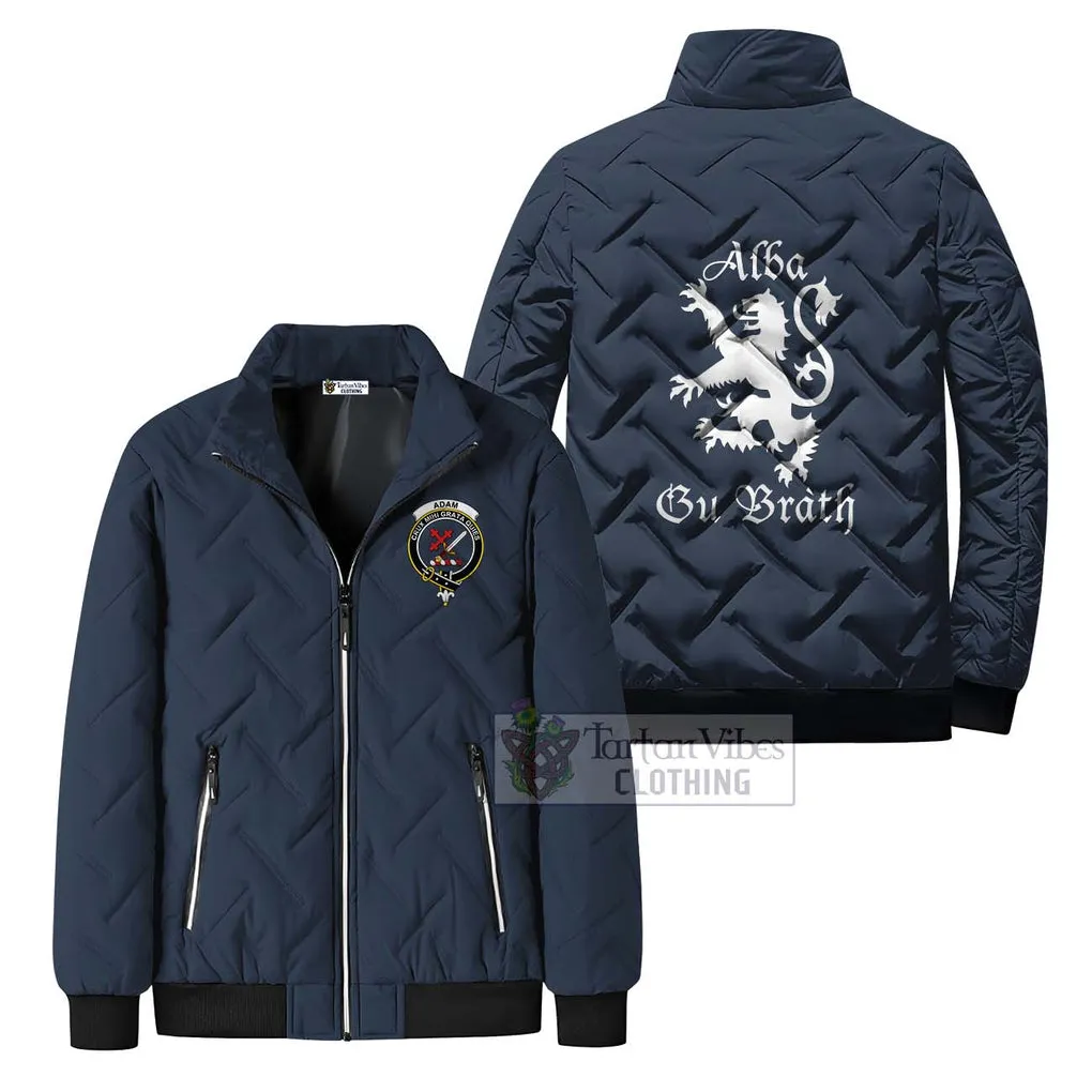 Adam Family Crest Padded Cotton Jacket Lion Rampant Alba Gu Brath Style