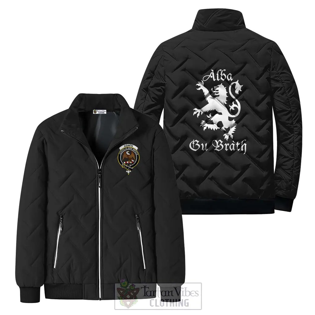 Agnew Family Crest Padded Cotton Jacket Lion Rampant Alba Gu Brath Style