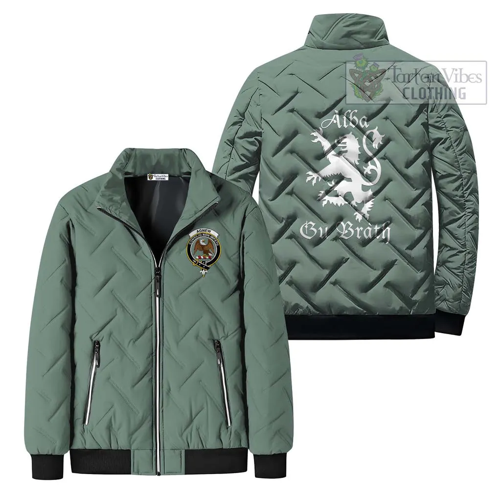 Agnew Family Crest Padded Cotton Jacket Lion Rampant Alba Gu Brath Style