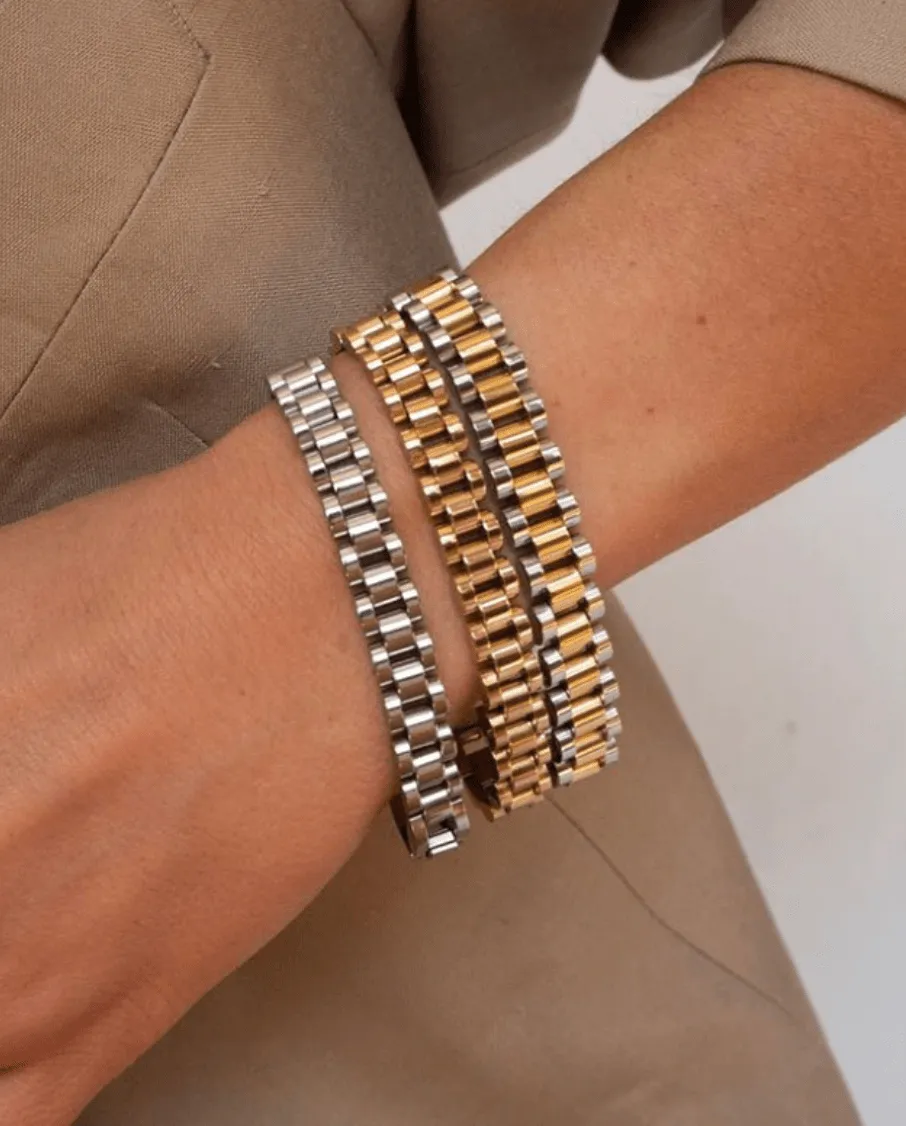 Aiden: Bold Fusion - Gold & Silver Panther Chain Bracelet