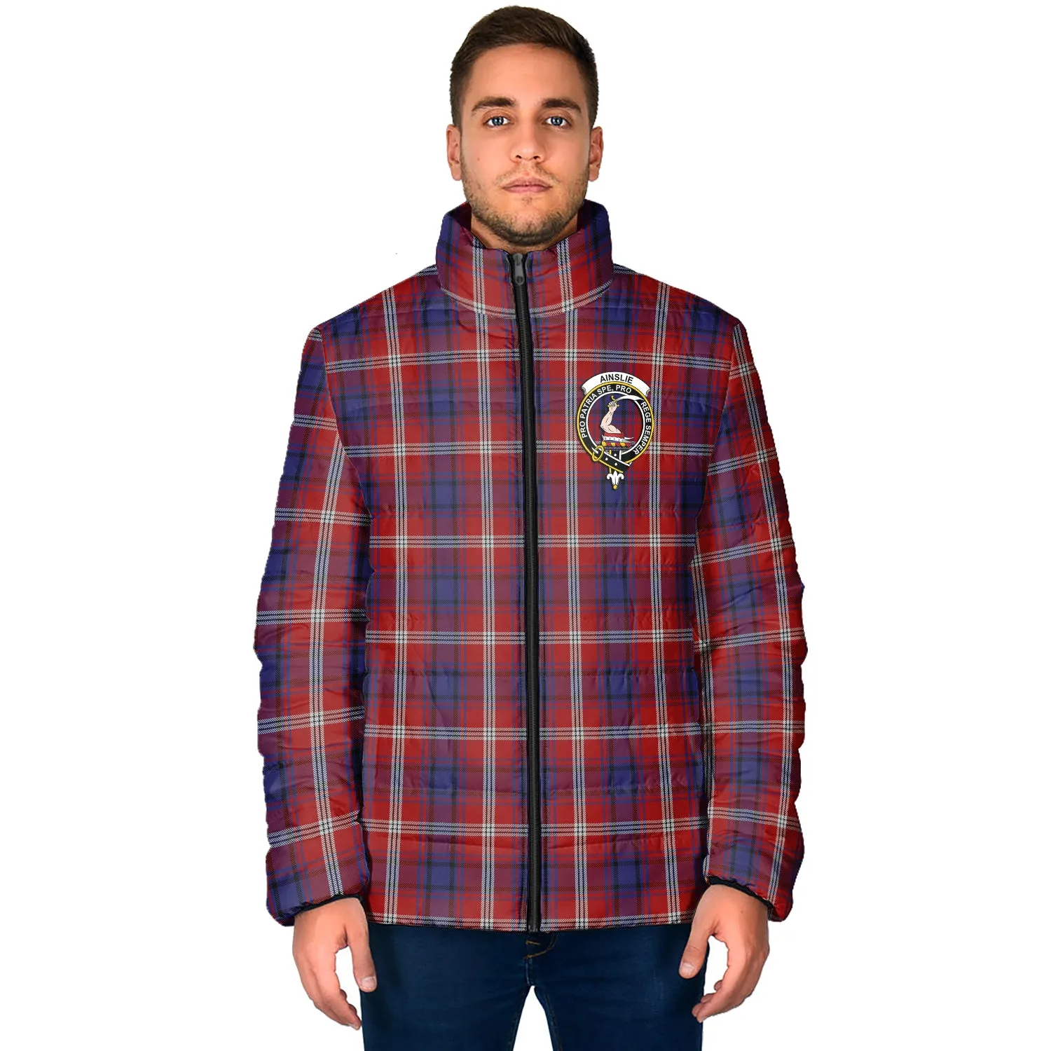 Ainslie Tartan Padded Jacket with Family Crest