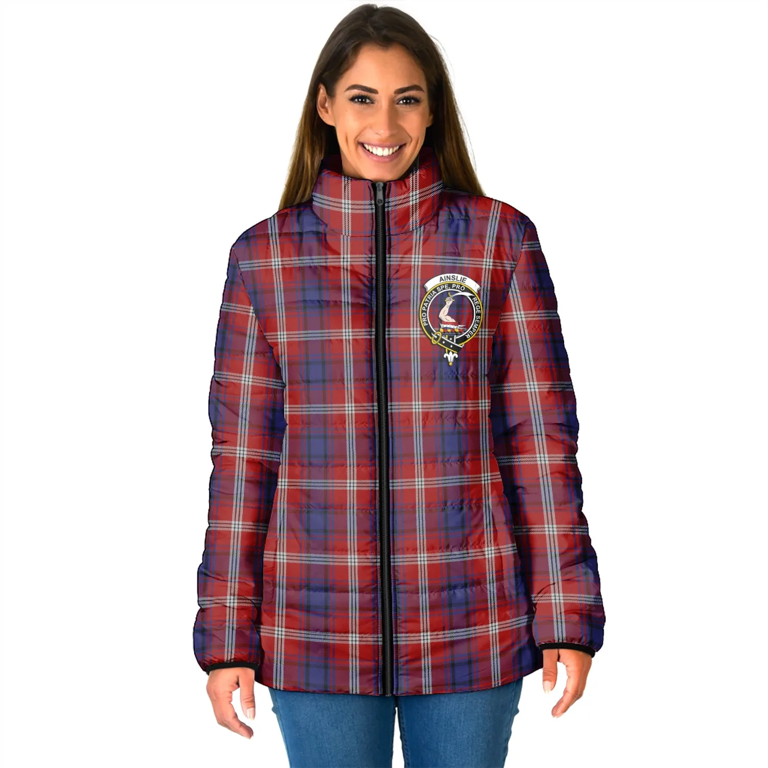 Ainslie Tartan Padded Jacket with Family Crest