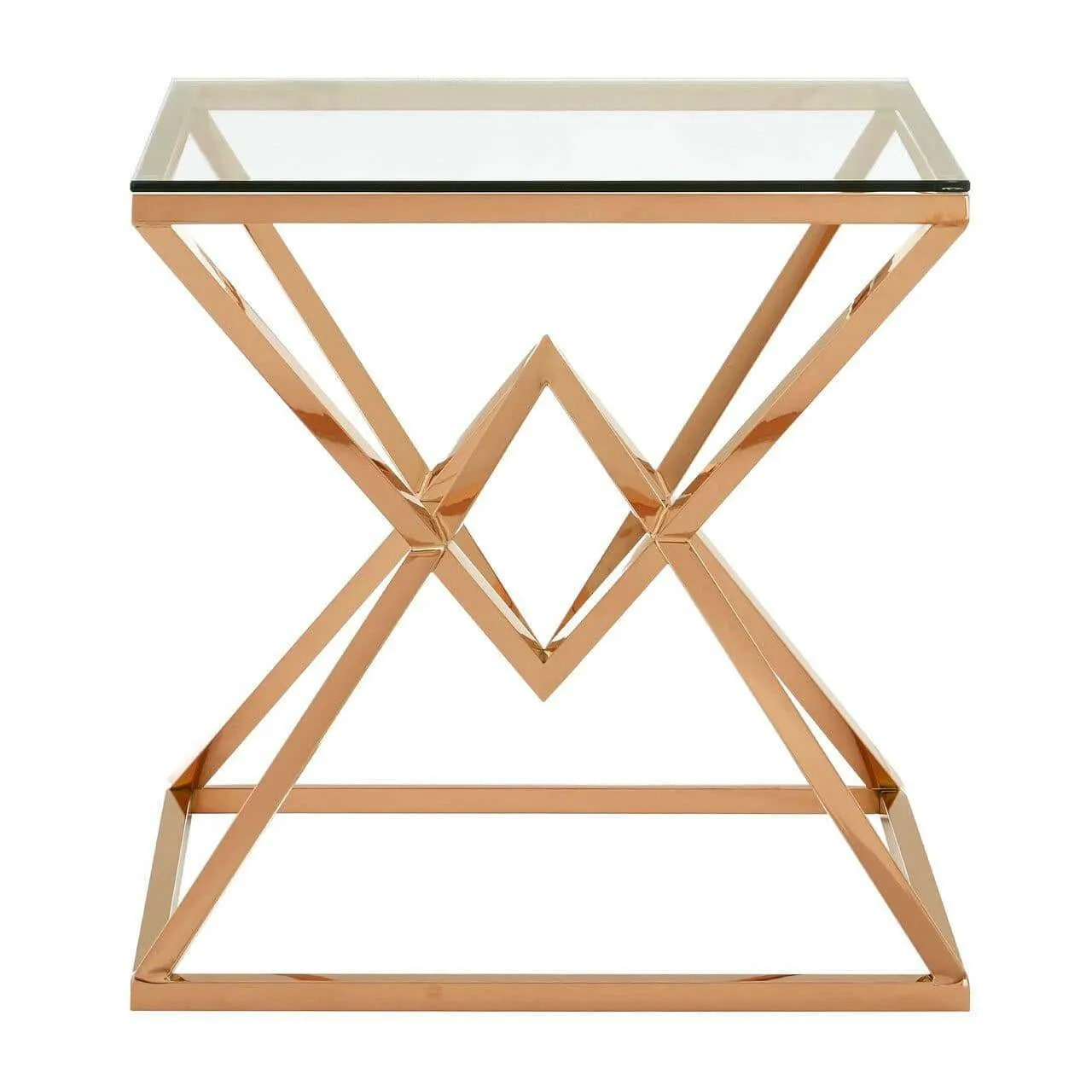 Allez Corseted Square Rose Gold End Table