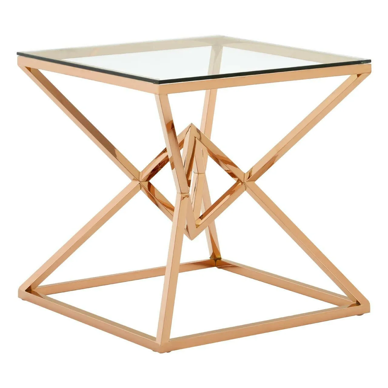 Allez Corseted Square Rose Gold End Table