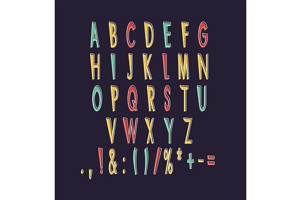 Amusing black style alphabet set