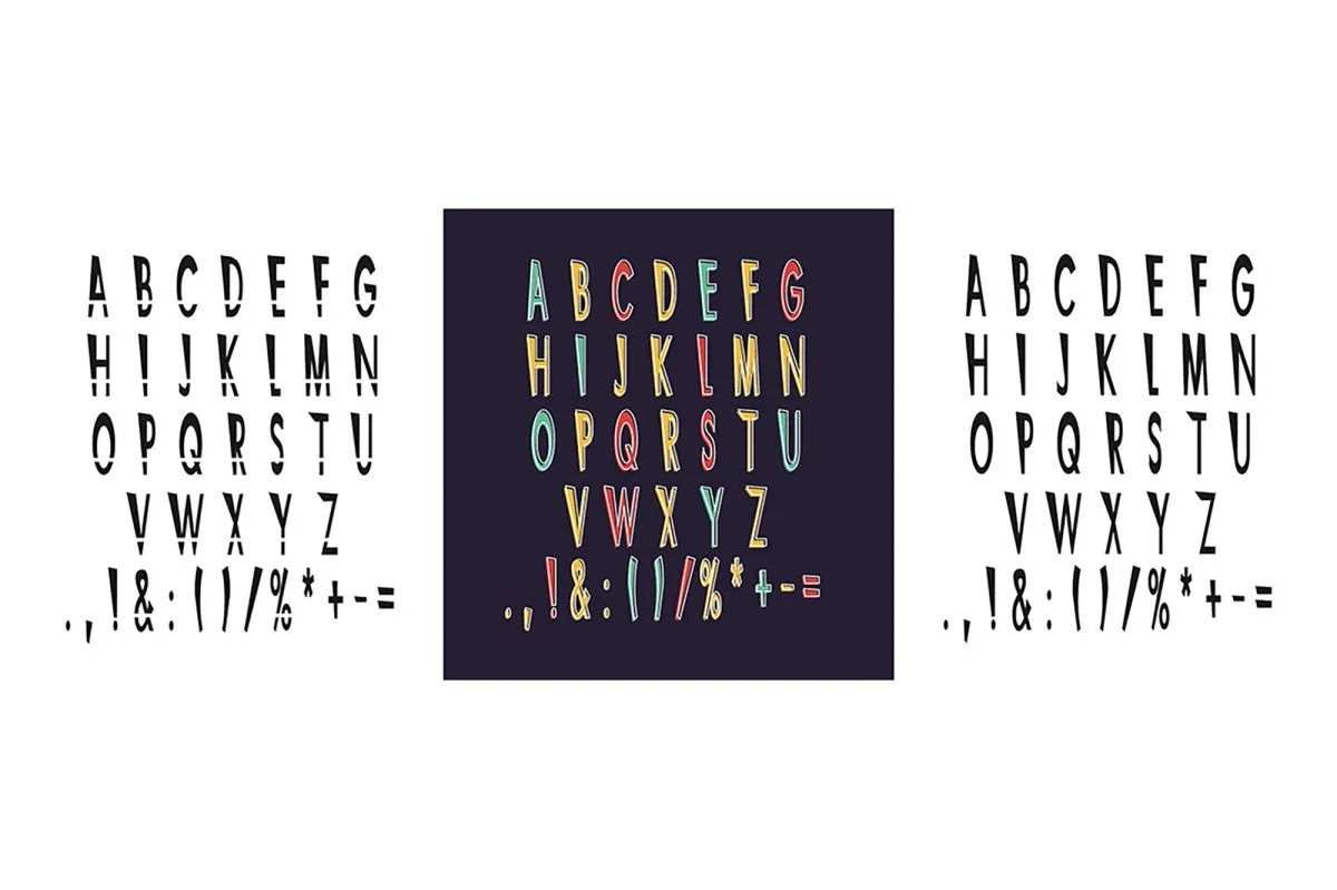 Amusing black style alphabet set