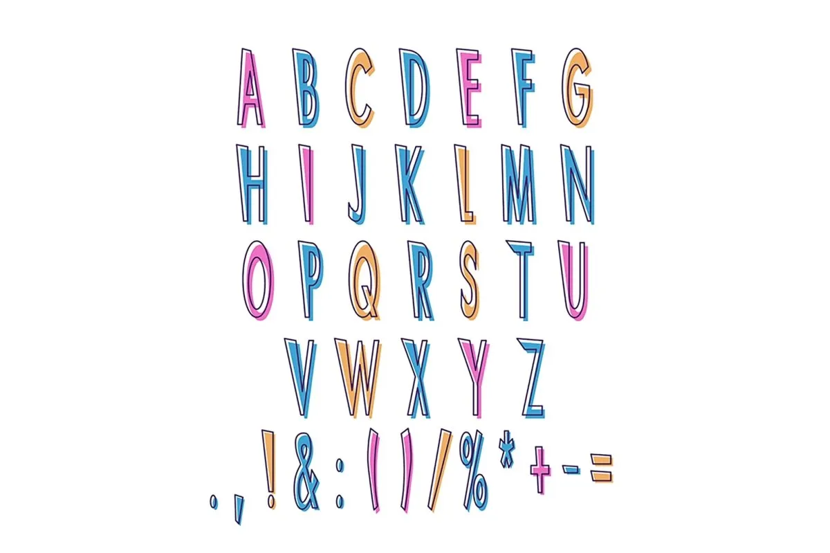 Amusing modern style alphabet set