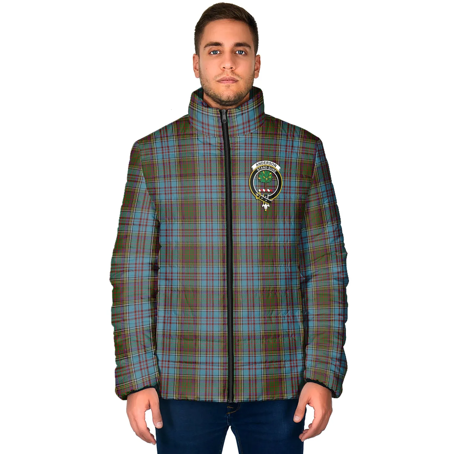 Anderson Tartan Padded Jacket with Family Crest