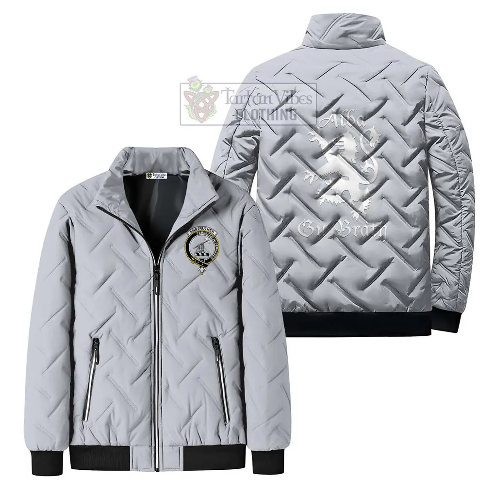 Anstruther Family Crest Padded Cotton Jacket Lion Rampant Alba Gu Brath Style