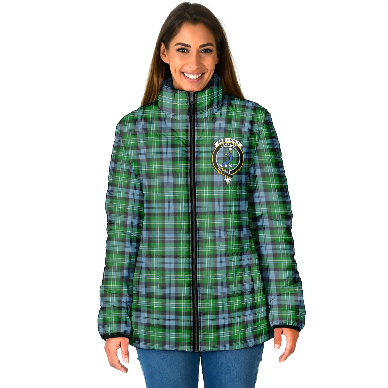 Arbuthnot Ancient Tartan Padded Jacket with Family Crest