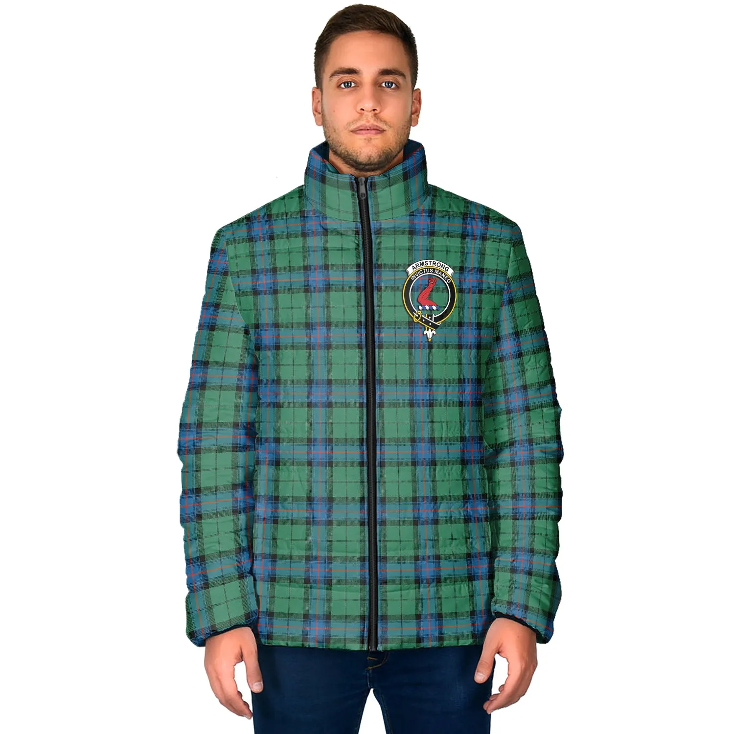 Armstrong Ancient Tartan Padded Jacket with Family Crest