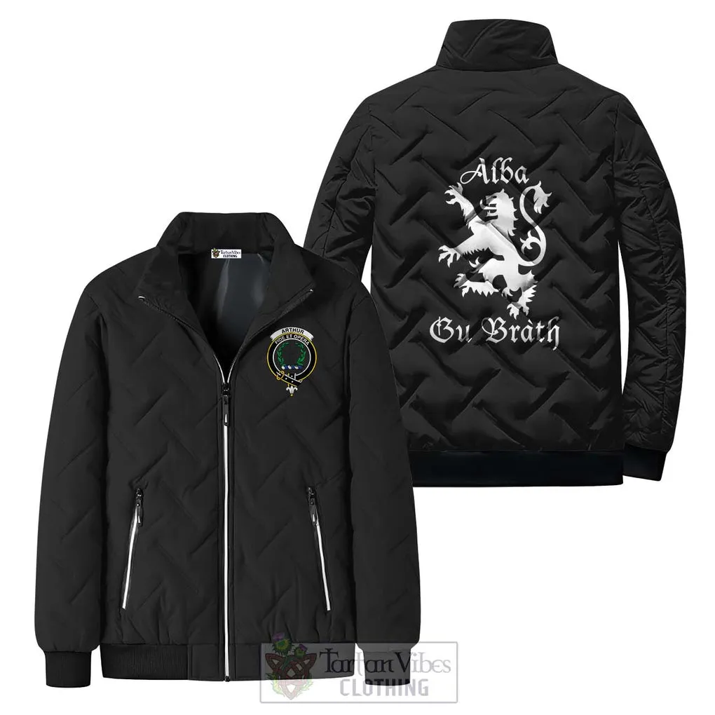 Arthur Family Crest Padded Cotton Jacket Lion Rampant Alba Gu Brath Style