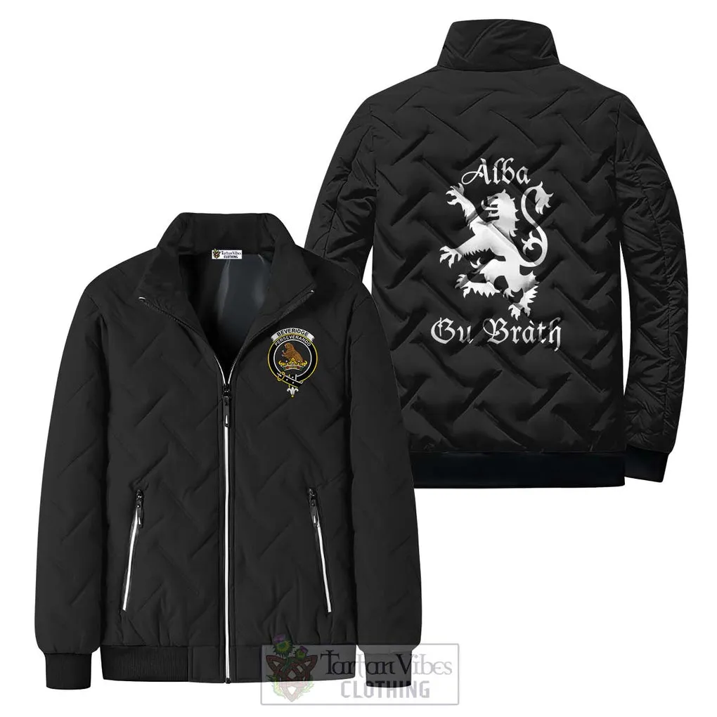 Beveridge Family Crest Padded Cotton Jacket Lion Rampant Alba Gu Brath Style