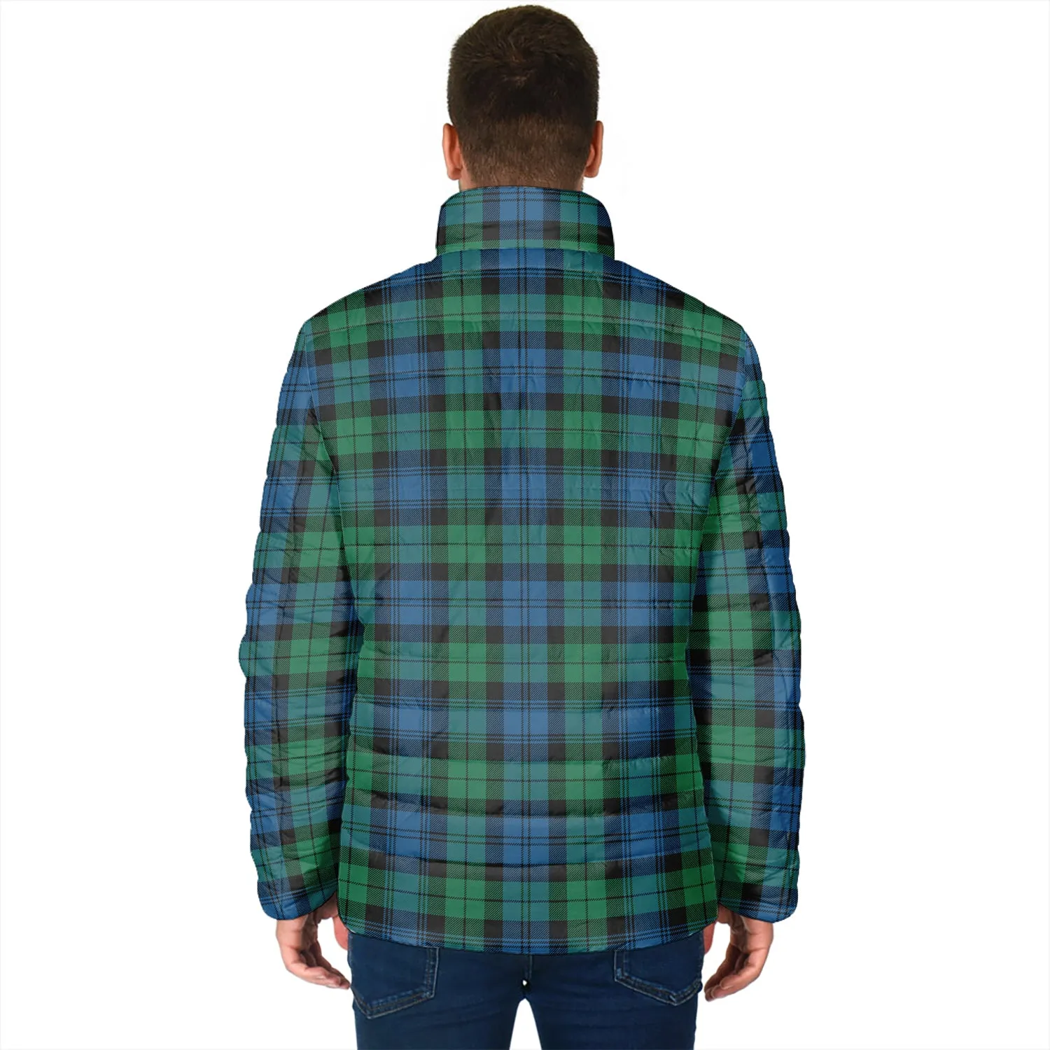 Black Watch Ancient Tartan Padded Jacket with Family Crest