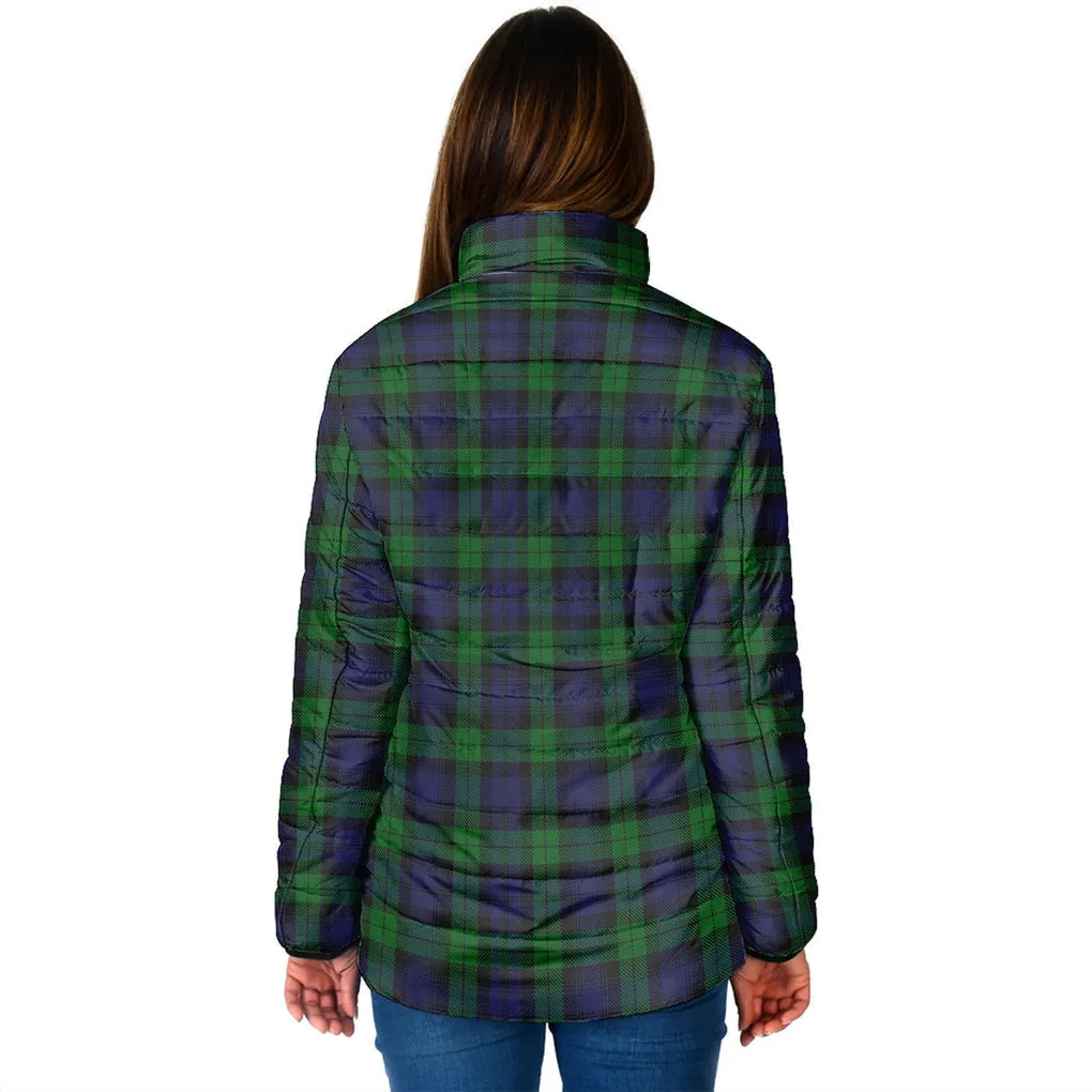 Black Watch Tartan Padded Jacket with Family Crest