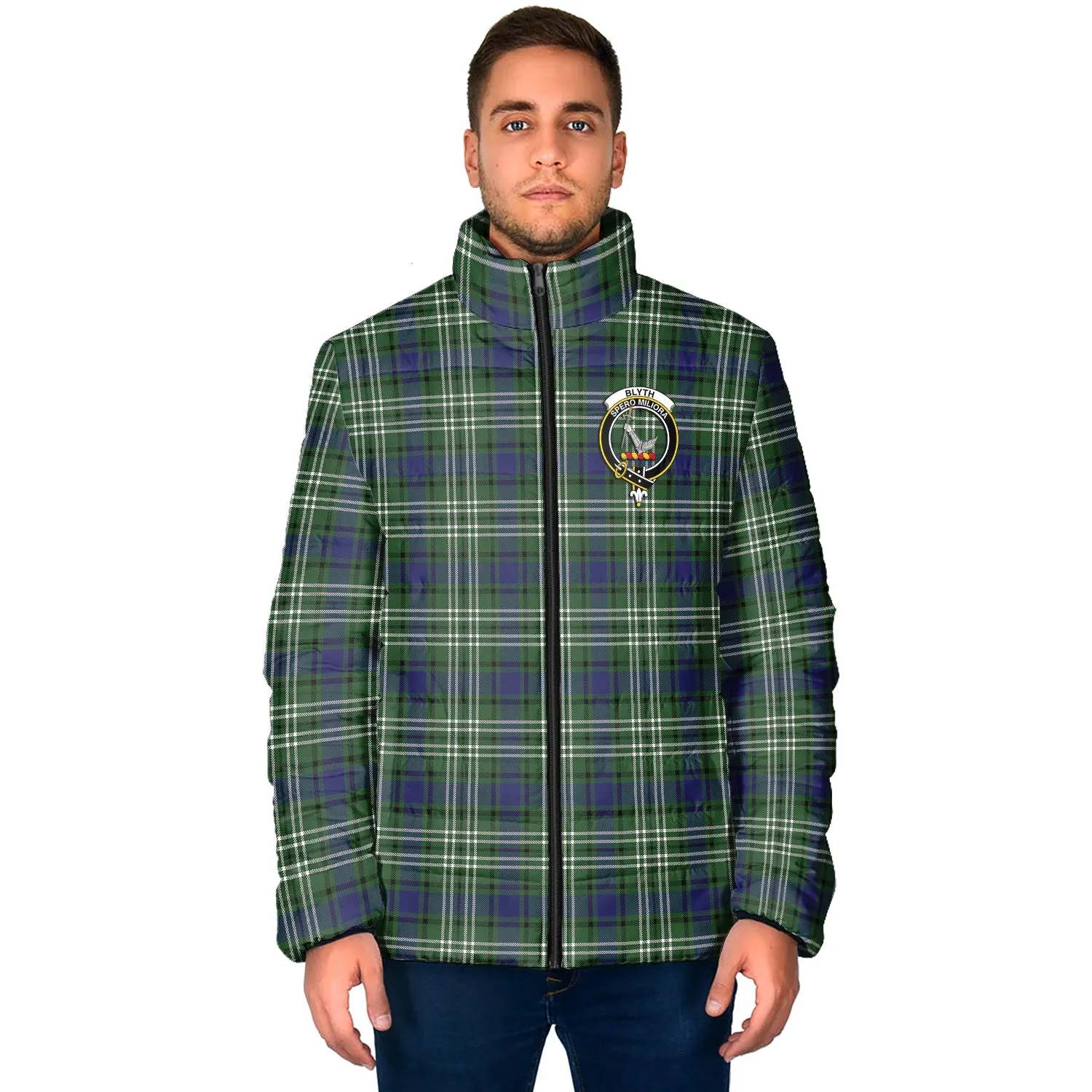 Blyth Tartan Padded Jacket with Family Crest