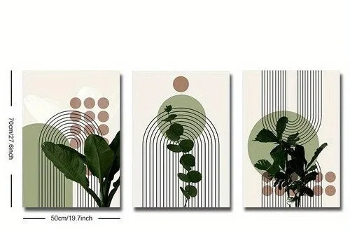 Boho Wall art Decor,botanical leaf art, abstract wall art, Minimalism Abstract, Set of 3  Prints, Modern Mid Century,sage green ,Decor Print