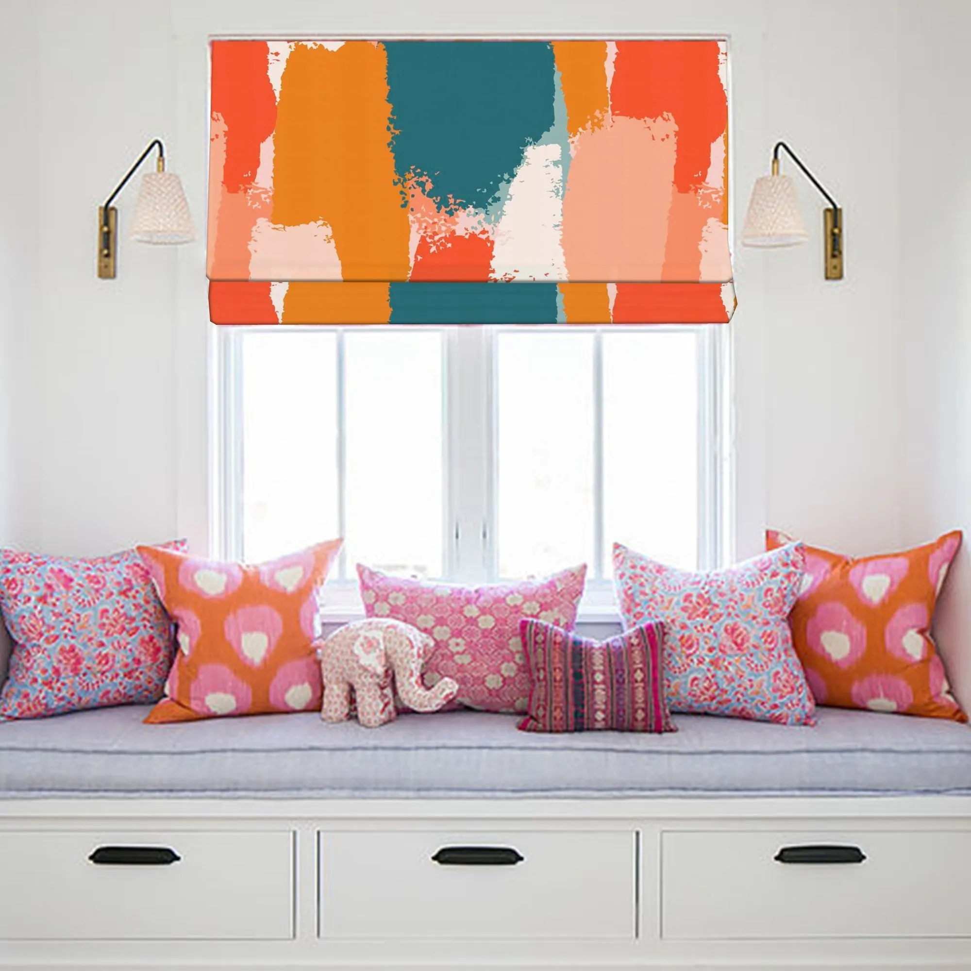 Bold Brush Paint Window Roman Shade