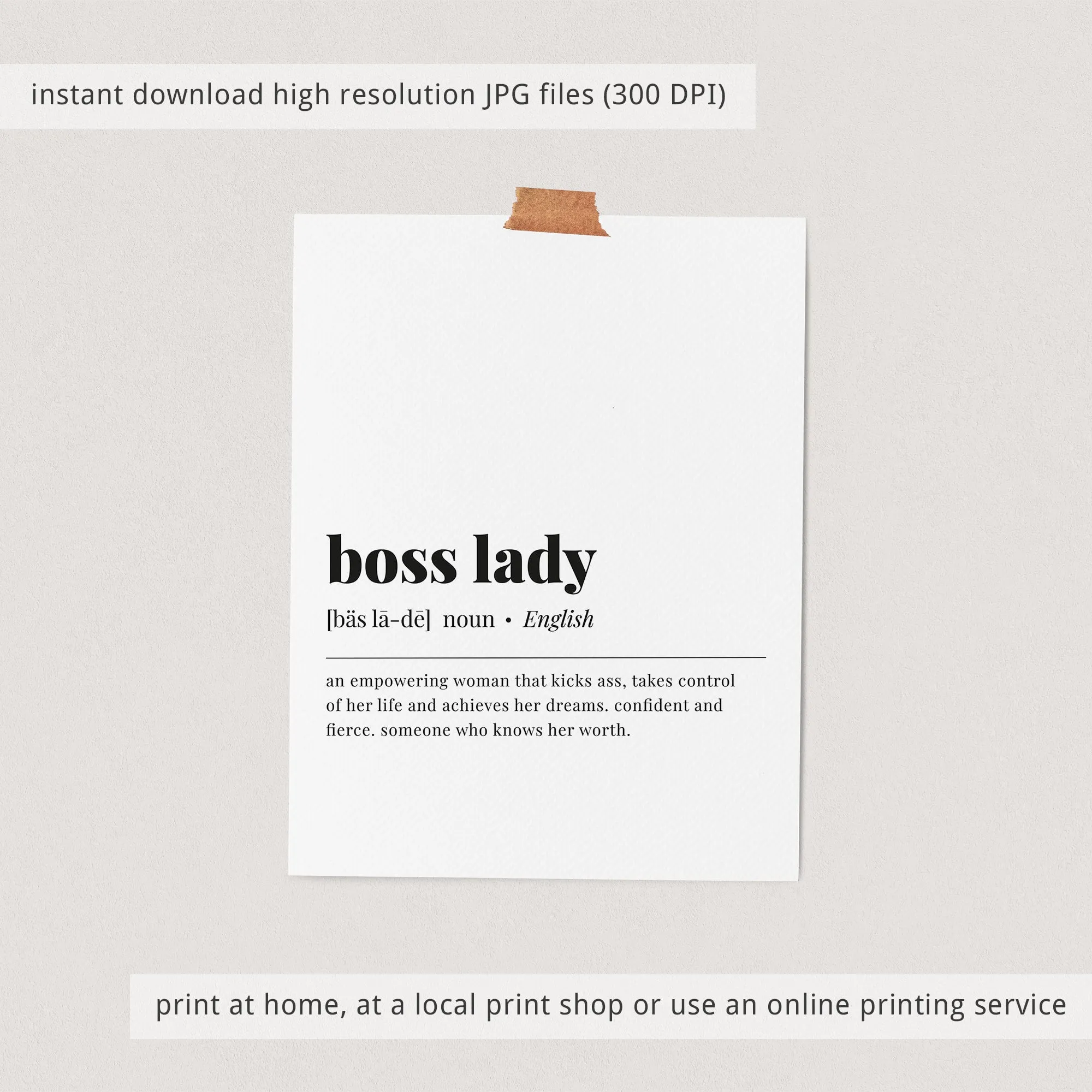 Boss Lady Definition Print Instant Download