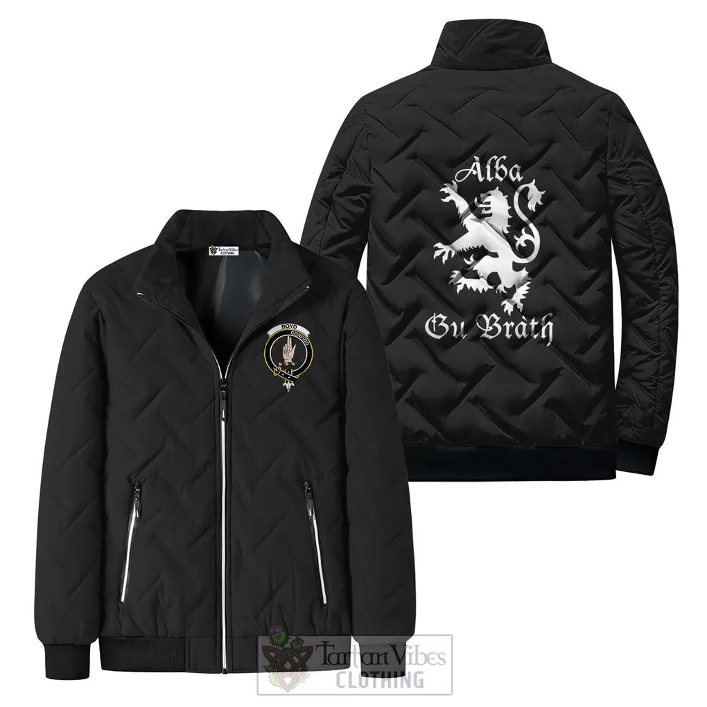 Boyd Family Crest Padded Cotton Jacket Lion Rampant Alba Gu Brath Style