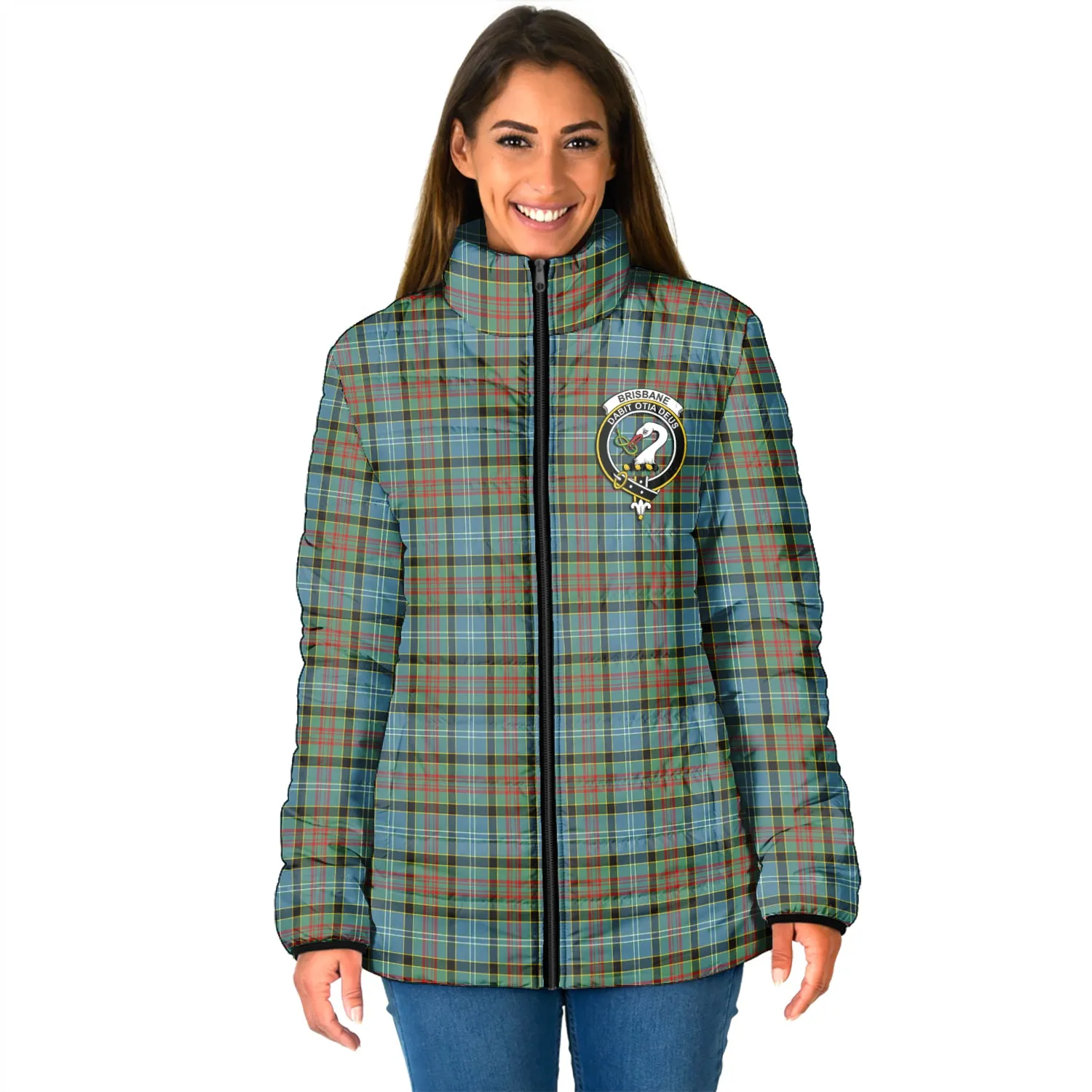 Brisbane Tartan Padded Jacket with Family Crest