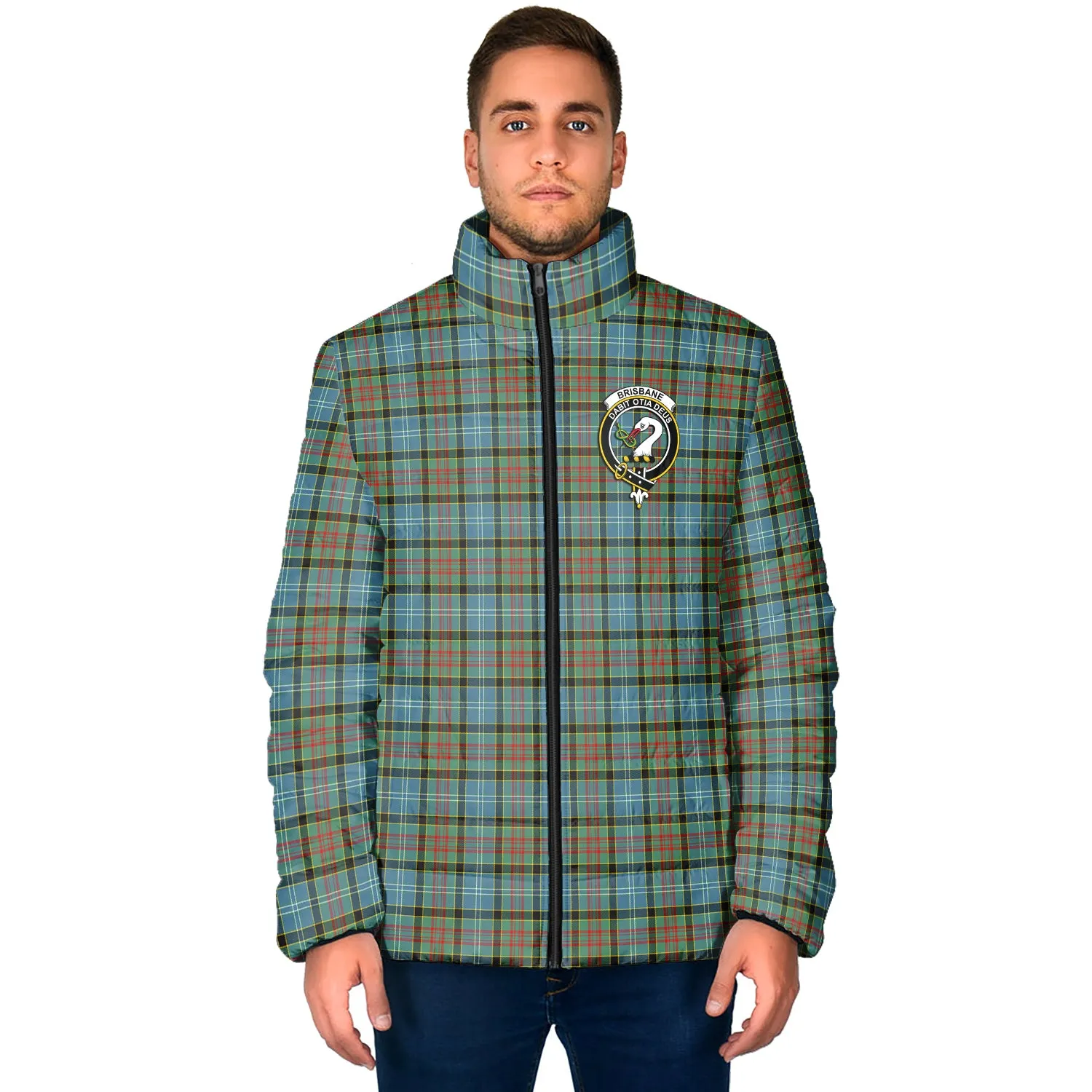 Brisbane Tartan Padded Jacket with Family Crest