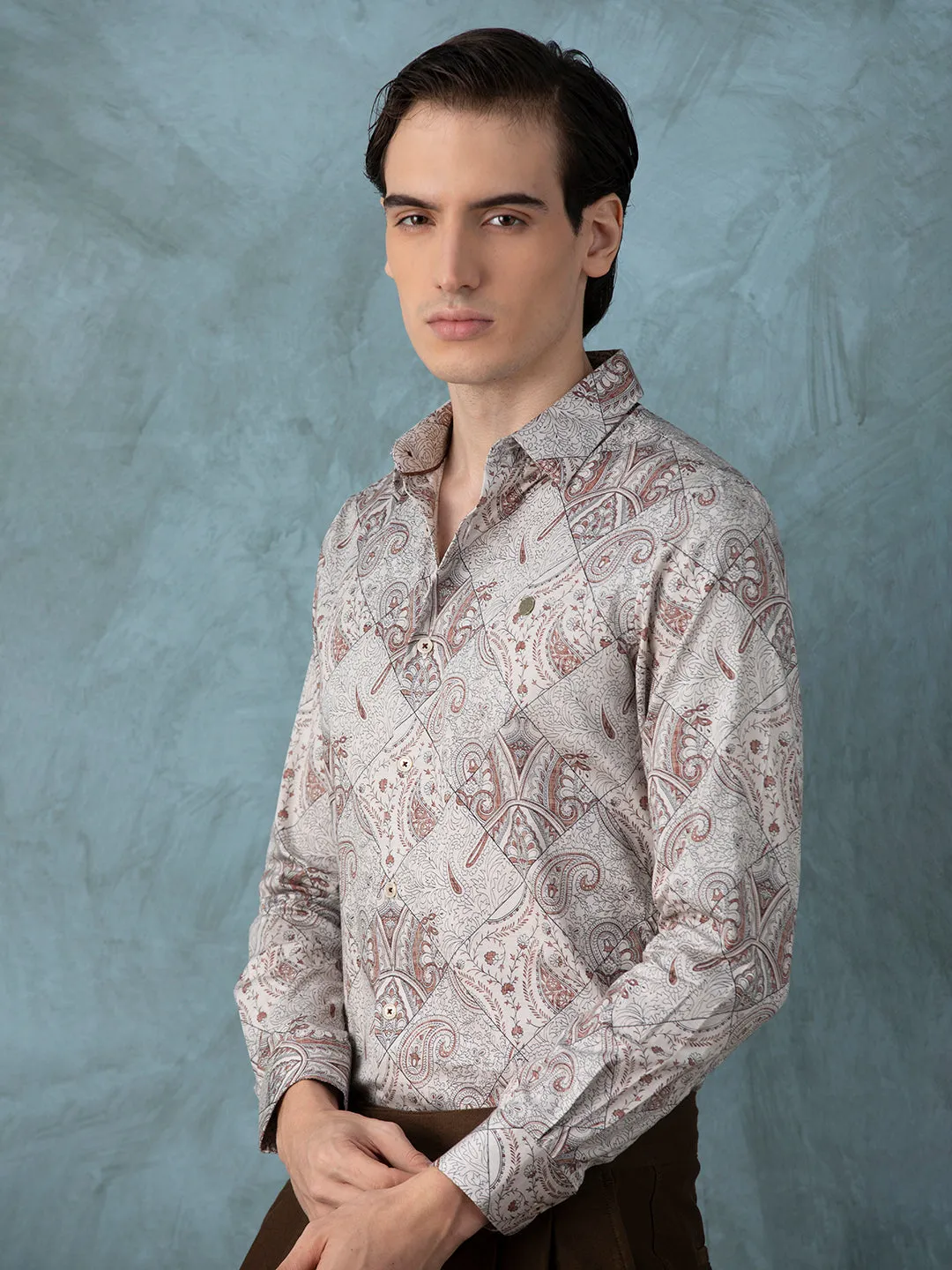 Brown Printed Shirt