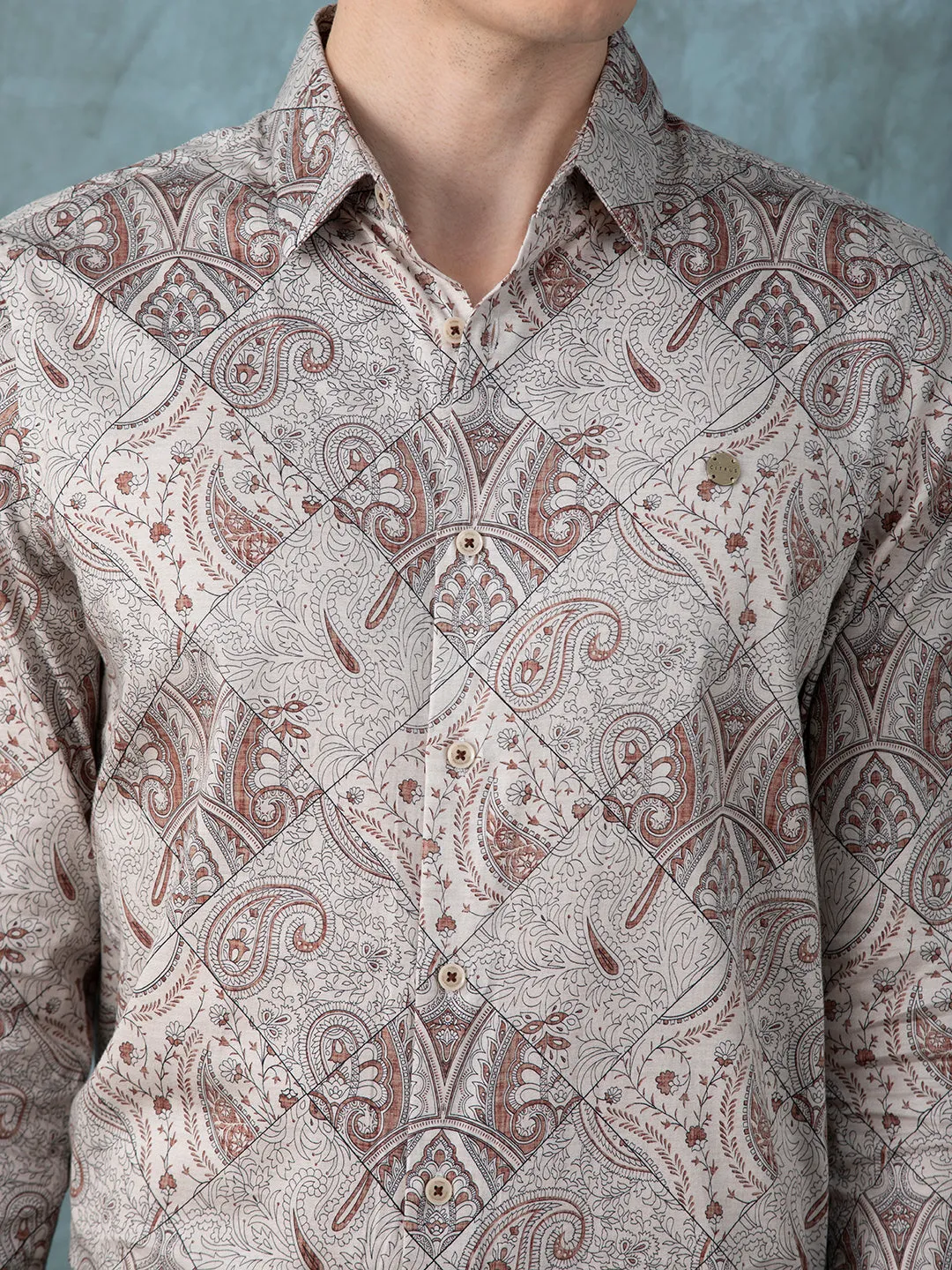 Brown Printed Shirt