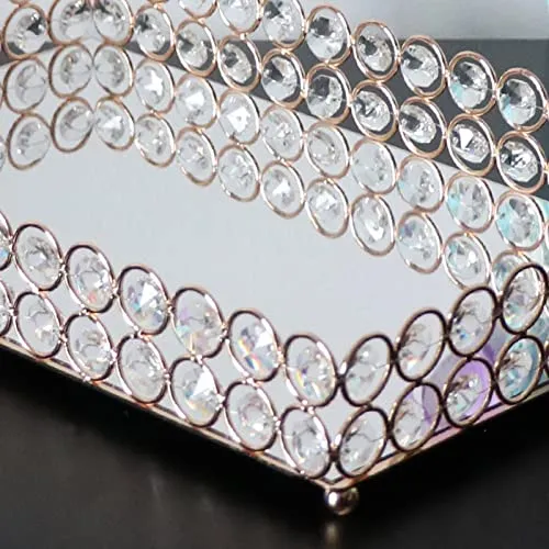 CALANDIS® 3 Size - Mirrored Tray Home Decor Crystal Vanity Makeup Perfume Jewelry Tray 30X20X5Cm