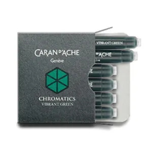 Caran d'Ache Chromatics Ink Cartridges in Vibrant Green - Pack of 6