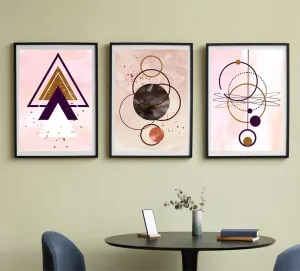 Celestial Harmony Trio: Abstract Geometric Art