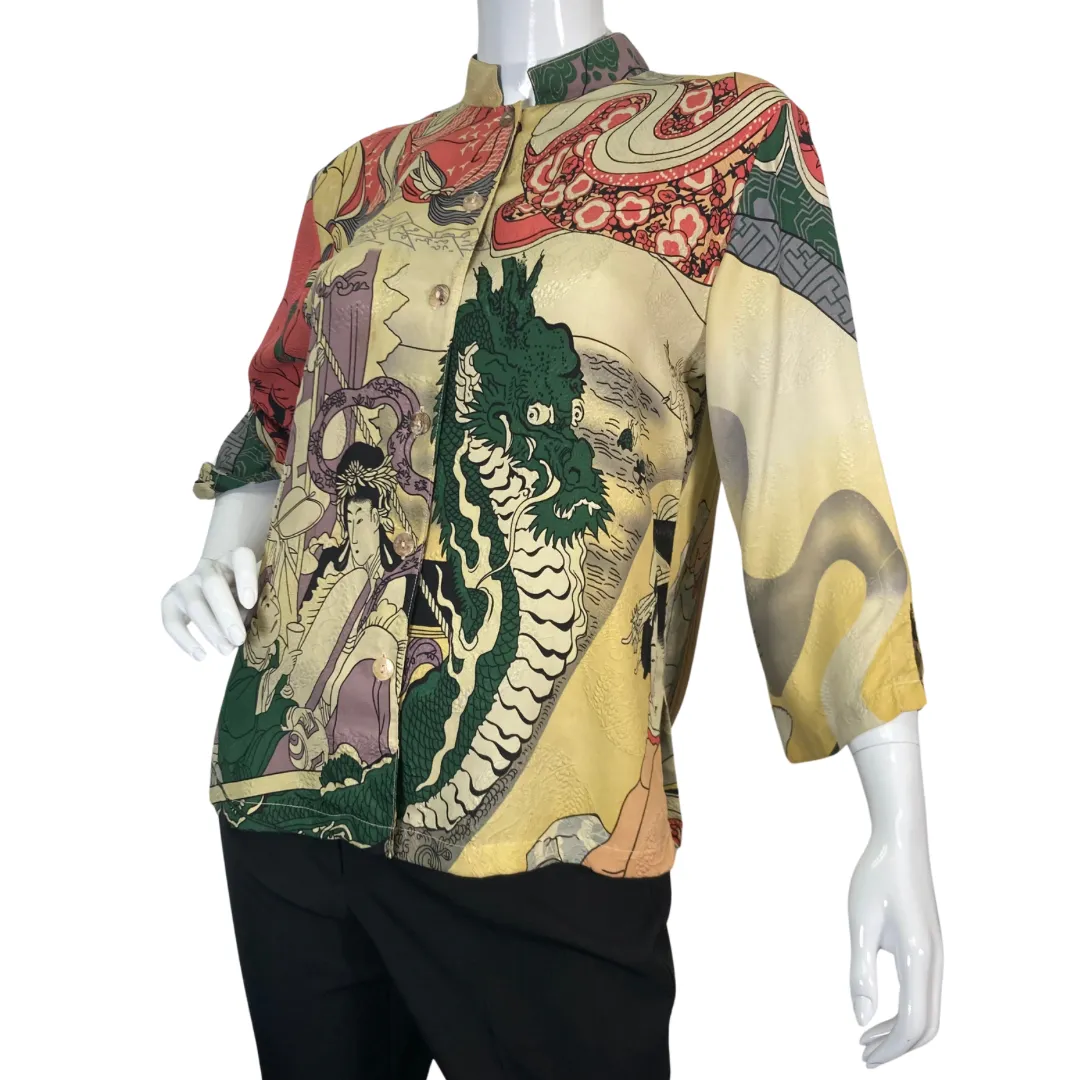 Citron Illustrated Beige Dragon Blouse