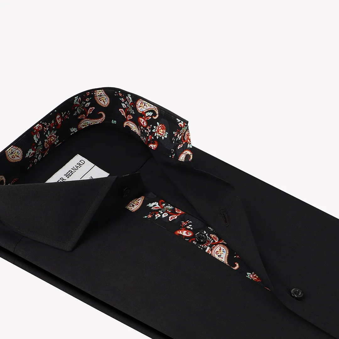 Classic Black With Multi Paisley Flower Inlay OL-297