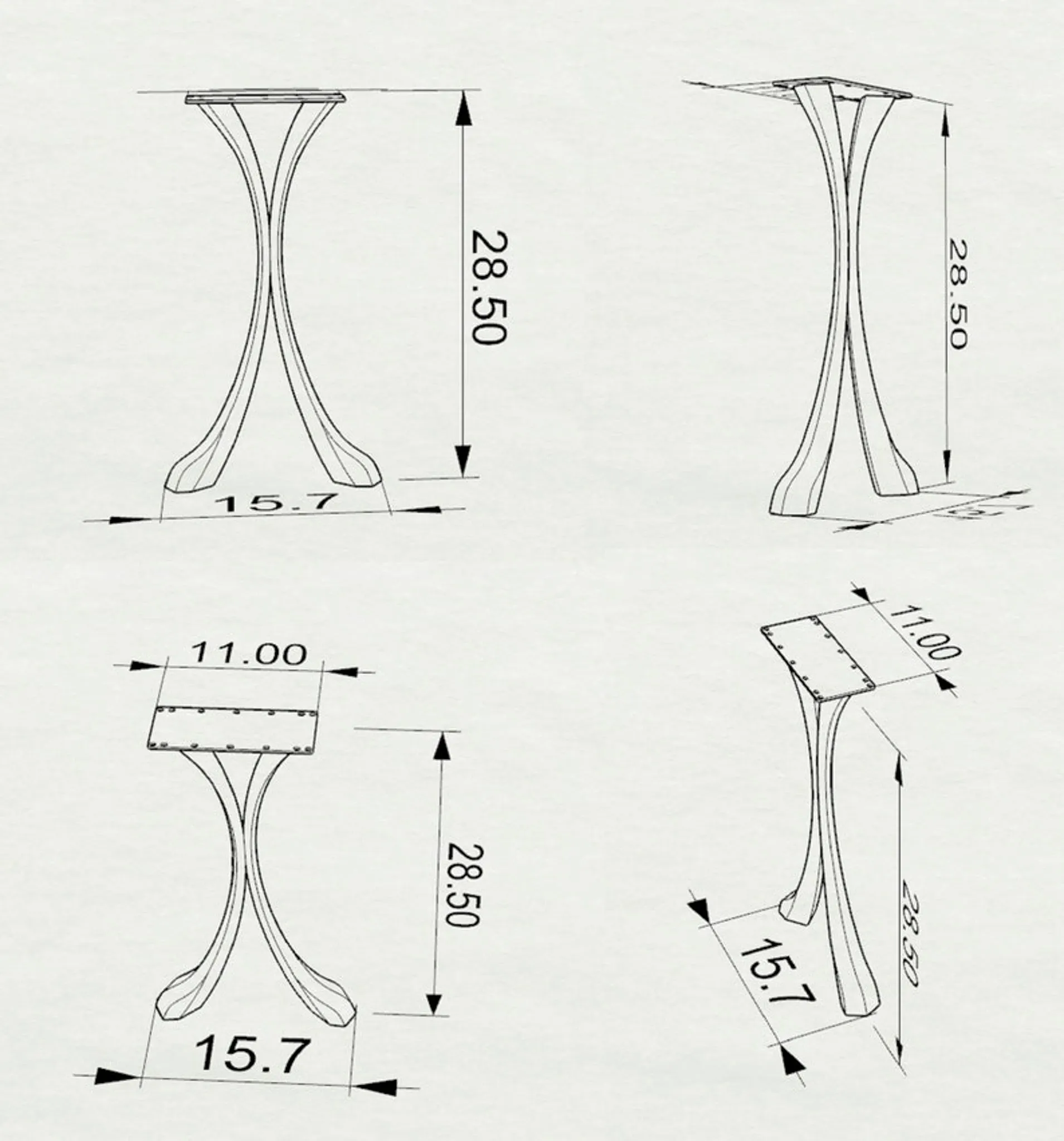 Console Table Legs 28H 16W Handmade Metal Design 209 Xeni